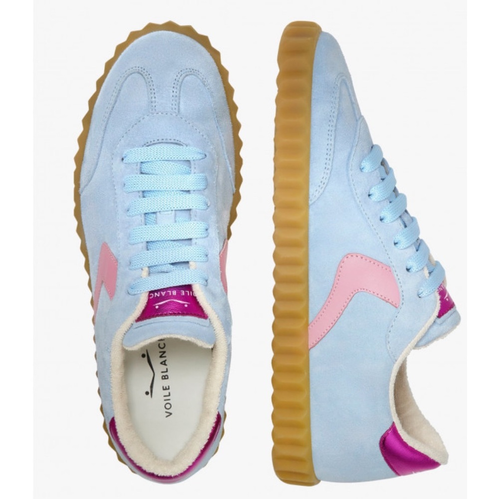 NWT VOILE BLANCHE INES Suede Sneakers in Light Blue-Pink - Picture 2 of 15